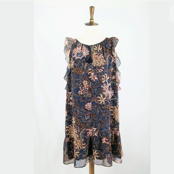 ❌SOLD❌Madewell Floral Lily Ruffle Chiffon Dress L - Picture 2 of 8